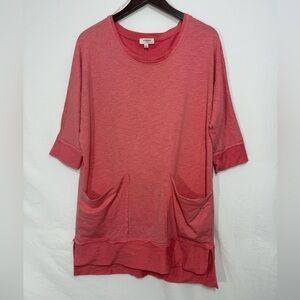 UMGEE USA Pink Heathered Oversized Slouchy Pocket Tunic Small Women’s‎
